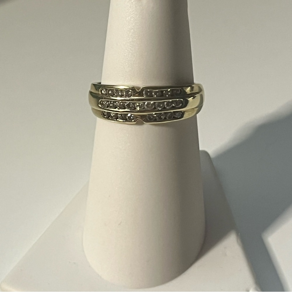 14k 3-Row 3/4 CT Diamond Band Ring - Picture 5 of 11